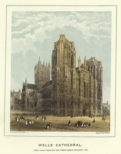 Katedra w Wells, front zachodni pokazujący transept północnego ganku itp autorstwa Hablot Knight Browne