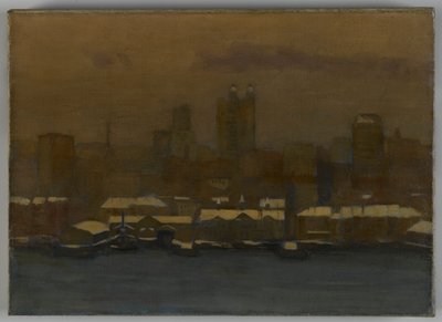 River Front, Nowy Jork zimą, ok. 1912 r. autorstwa Hamilton Easter Field