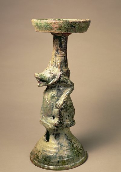 Wczesnochińska lampa ceramiczna, artefakt grobowy, dynastia Han, 25-220 ne (ceramika) autorstwa Han Dynasty Chinese School