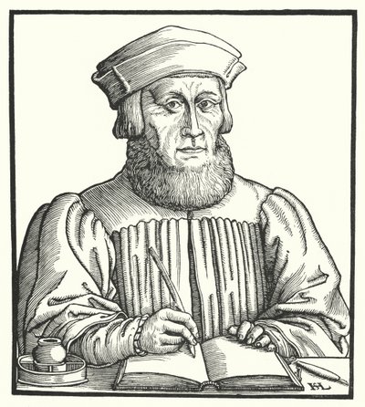 Johannes Aventinus, bawarski humanista renesansowy, historyk i filolog (rytownictwo) autorstwa Hanns Sebald Lautensack