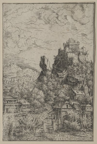 Krajobraz z zamkiem, 1553. autorstwa Hanns Sebald Lautensack