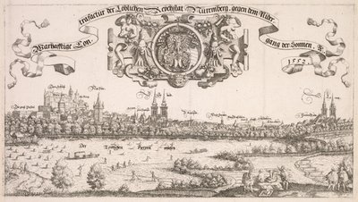 Panoramiczny widok Norymbergi: część centralna, 1552. autorstwa Hanns Sebald Lautensack