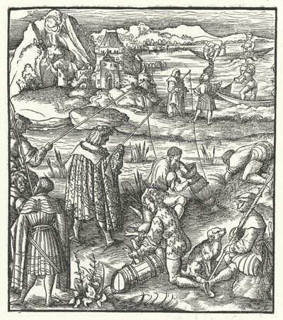 Arcyksiążę Maksymilian Austrii rybacki (grafika) autorstwa Hans (after) Burgkmair