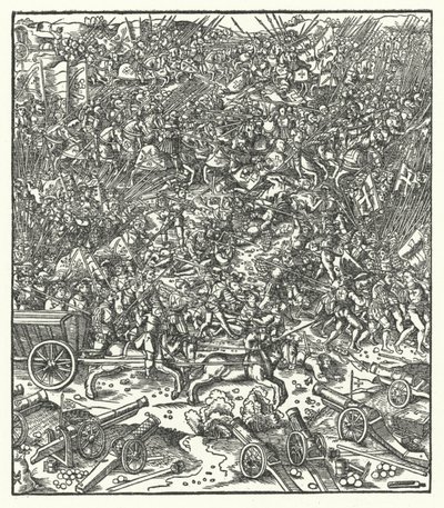 Bitwa pod Gwinegate, Francja, 7 sierpnia 1479 (grawerowanie) autorstwa Hans (after) Burgkmair