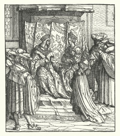 Eleonora z Portugalii przyjmująca propozycję małżeństwa Fryderyka Austriackiego, króla Rzymian (rycina) autorstwa Hans (after) Burgkmair