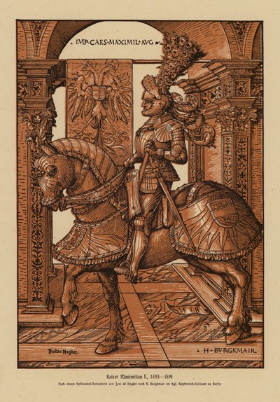 Maksymilian I, Święty Cesarz Rzymski (drzeworyt) autorstwa Hans (after) Burgkmair