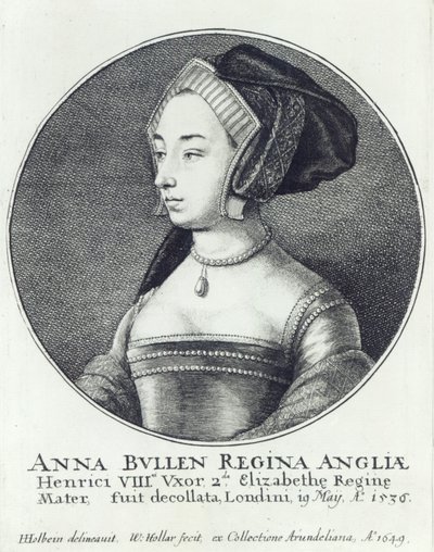 Anna Boleyn, rytowana przez Wenceslausa Hollara autorstwa Hans (after) Holbein the Younger