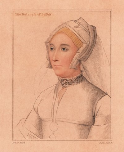 Catherine Brandon, księżna Suffolk., 1812 (rycina) autorstwa Hans (after) Holbein the Younger