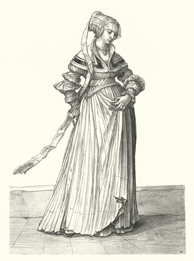 Kostium kobiety z Bazylei (grafika) autorstwa Hans (after) Holbein the Younger