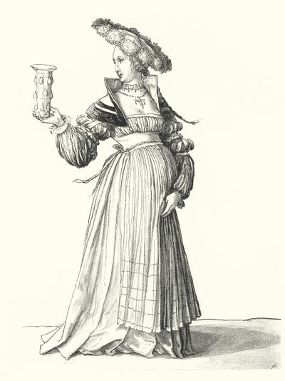 Kostium kobiety z Bazylei (grafika) autorstwa Hans (after) Holbein the Younger