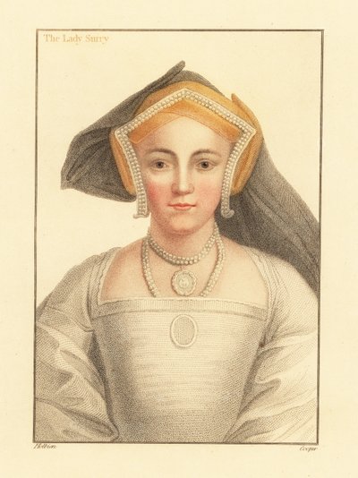 Frances Howard, hrabina Surrey., 1812 (grawerowanie) autorstwa Hans (after) Holbein the Younger