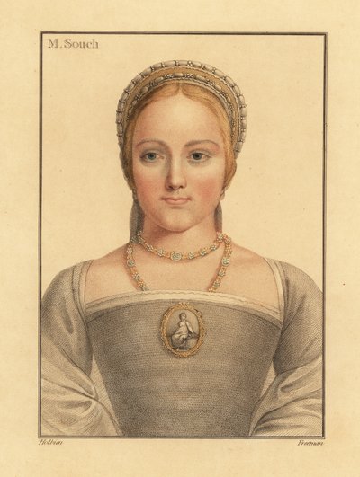 Mary Zouch, dama oczekująca na Jane Seymour., 1812 (rycina) autorstwa Hans (after) Holbein the Younger
