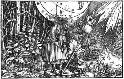 Stara kobieta (czarownica lub wróżka) przędząca autorstwa Hans (after) Holbein the Younger