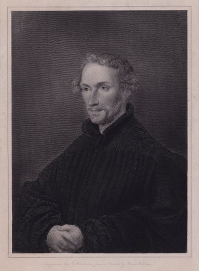 Philipp Melanchthon, niemiecki reformator protestancki i współpracownik Marcina Lutra (grafika) autorstwa Hans (after) Holbein the Younger