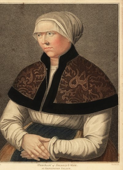 Portret żony Hansa Holbeina, Elsbeth, w Pałacu Kensington. ,1812 (grawerowanie) autorstwa Hans (after) Holbein the Younger