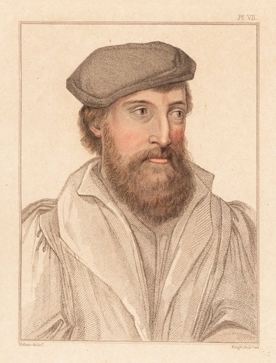 Portret nieznanego mężczyzny, dwór króla Henryka VIII, ok. 1532.,1812 (grawerowanie) autorstwa Hans (after) Holbein the Younger