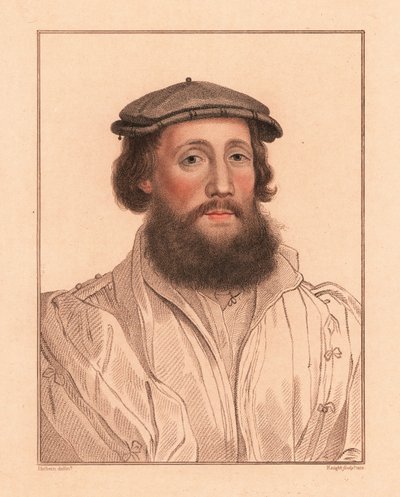 Portret nieznanego mężczyzny, dwór króla Henryka VIII, ok. 1532.,1812 (grawerowanie) autorstwa Hans (after) Holbein the Younger