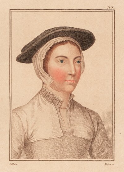 Portret nieznanej kobiety z dworu króla Henryka VIII, 1812 (rycina) autorstwa Hans (after) Holbein the Younger