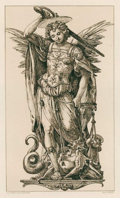 Święty Michał (rycina) autorstwa Hans (after) Holbein the Younger