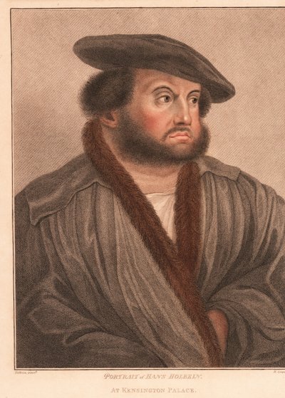 Autoportret artysty Hansa Holbeina w Pałacu Kensington. ,1812 (grawerowanie) autorstwa Hans (after) Holbein the Younger