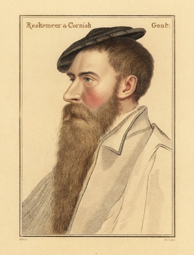 William Reskimer, cortesão do rei Henrique VIII. ,1812 (gravura)polonês autorstwa Hans (after) Holbein the Younger