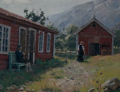 Gospodarstwo, Zachodnia Norwegia (olej na płótnie) autorstwa Hans Andreas Dahl