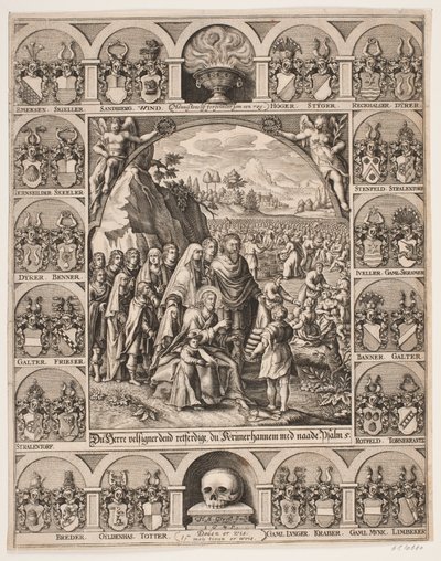 Chrystus karmi 5000. Otoczony tarczami Jørgena Vinda autorstwa Hans Andreas Greys