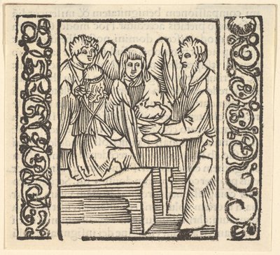 Aniołowie przy stole, ilustracja z Speculum Passionis, 1507, 1507. autorstwa Hans Baldung