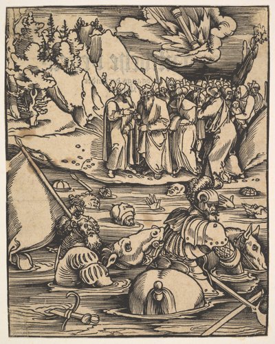 Egipcjanie przekraczający Morze Czerwone, z Das Buch Granatapfel, 1511. autorstwa Hans Baldung