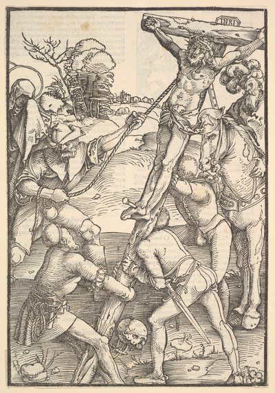 Podwyższenie krzyża, verso: Podniesienie krzyża, ze Speculum Passionis Domini..., 1507. autorstwa Hans Baldung