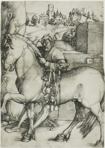 Pan młody okiełznający konia autorstwa Hans Baldung Grien