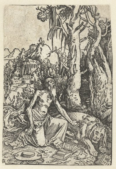 Święty Hieronim jako pokutnik na pustyni autorstwa Hans Baldung Grien
