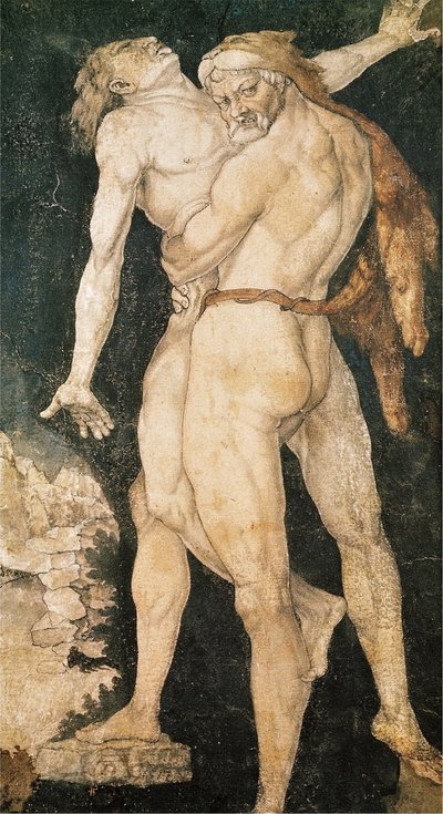Herakles i Anteusz autorstwa Hans Baldung Grien