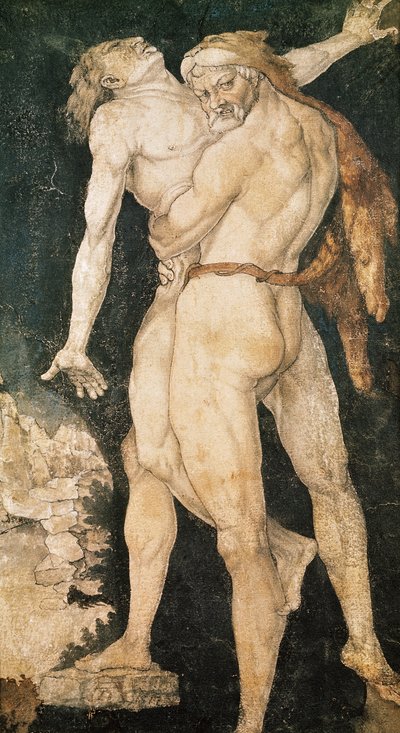 Herkules i Antaeus, ok.1530 autorstwa Hans Baldung Grien
