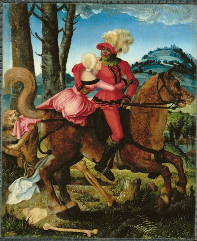 Rycerz, dziewica i śmierć (obraz na drewnie) autorstwa Hans Baldung Grien