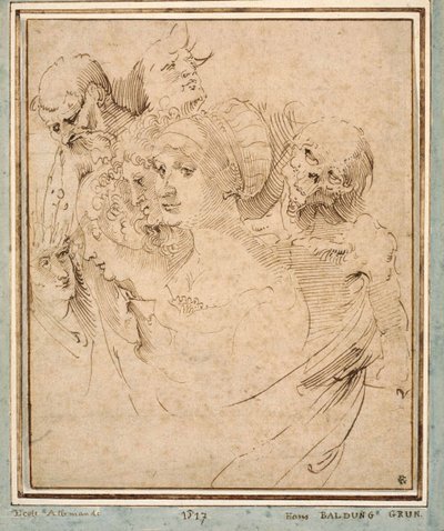 "" La mortpresentee avec sept tetes "" (Śmierć między siedmioma głowami) Dessin de Hans Baldung (Baldung Grien) (1484-1545) vers 1515 Collection privee autorstwa Hans Baldung Grien