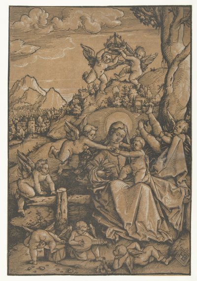 Maryja z dzieckiem z ośmioma aniołami w krajobrazie autorstwa Hans Baldung Grien