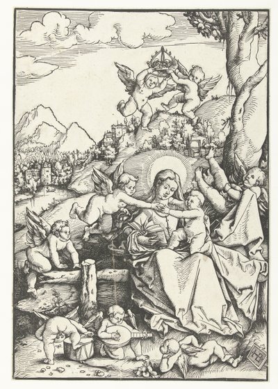 Maryja z dzieckiem z ośmioma aniołami w krajobrazie autorstwa Hans Baldung Grien