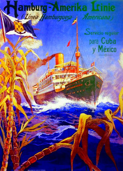 Plakat reklamujący Hamburg American Line autorstwa Hans Bohrdt
