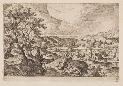 Plate 19, z Pejzaże ze scenami ze Starego i Nowego Testamentu oraz Metamorfozy Owidiusza autorstwa Hans Bol
