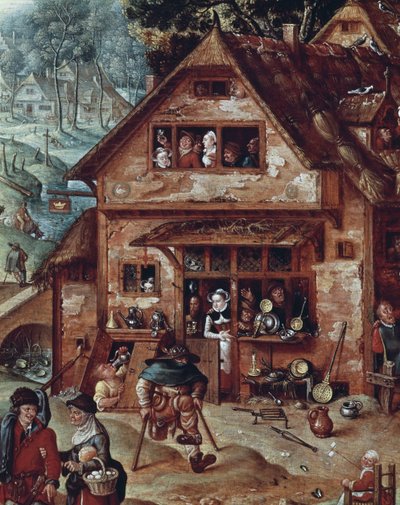 Karczma, fragment sceny wiejskiej, obraz Hansa Bola (1534-1593) autorstwa Hans Bol