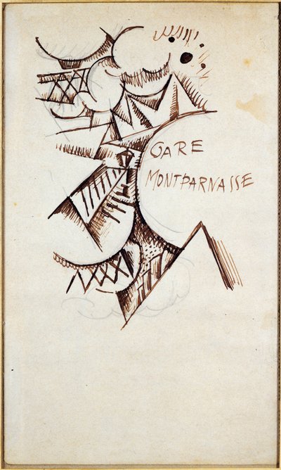 Gare Montparnasse Rysunek chińskim tuszem i ołówkiem Hansa Bolza (1885-1918) 1912 Kolekcja prywatna autorstwa Hans Bolz