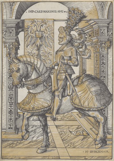 Portret konny cesarza Maksymiliana I, 1508 autorstwa Hans Burgkmair