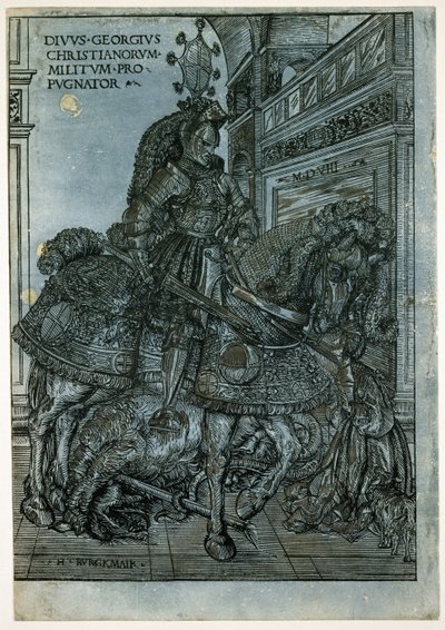 Św. Jerzy na koniu, 1508 (drzewo światłocieniowe) autorstwa Hans Burgkmair