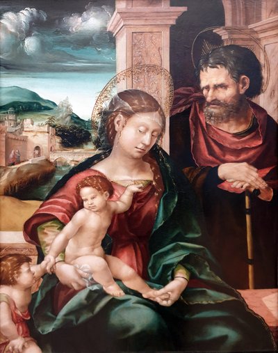 Niemiecki: Die Heilige Familie mit dem kleinen Johannes Święta Rodzina z Janem Chrzcicielem jako dzieckiem autorstwa Hans Burgkmair the Elder