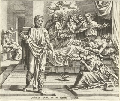 Śmierć bogacza Historia Łazarza i bogacza (tytuł serii) autorstwa Hans Collaert (I) (possibly)