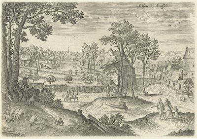 Widok Ixelles Ixelles k. Brukseli (tytuł na obiekcie) Zabytki z okolic Brukseli (tytuł serii) autorstwa Hans Collaert (I)