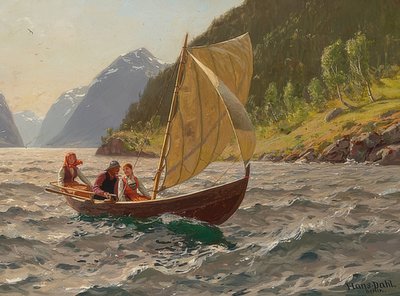 Żeglowanie w krajobrazie norweskich fiordów autorstwa Hans Dahl