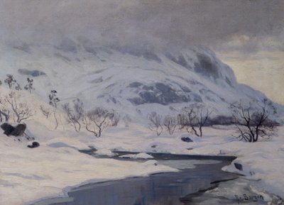 Górski krajobraz, zima autorstwa Hans Fredrik Henriksen Borgen