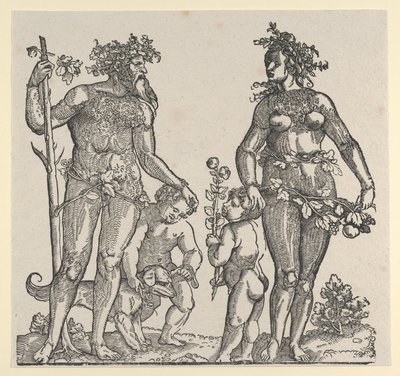 Dziki mężczyzna i dzika kobieta, 1545. autorstwa Hans Guldenmond